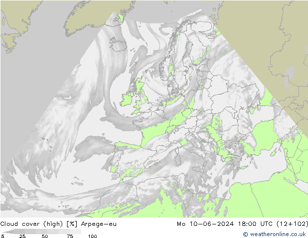 Wolken (hohe) Arpege-eu Mo 10.06.2024 18 UTC
