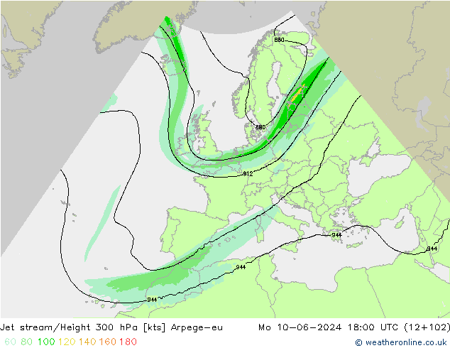 Jet Akımları Arpege-eu Pzt 10.06.2024 18 UTC