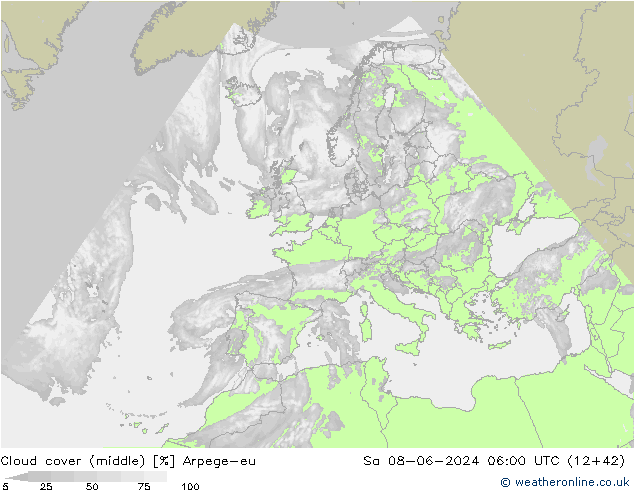 Nubi medie Arpege-eu sab 08.06.2024 06 UTC