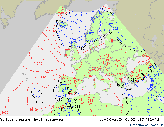 Surface pressure Arpege-eu Fr 07.06.2024 00 UTC