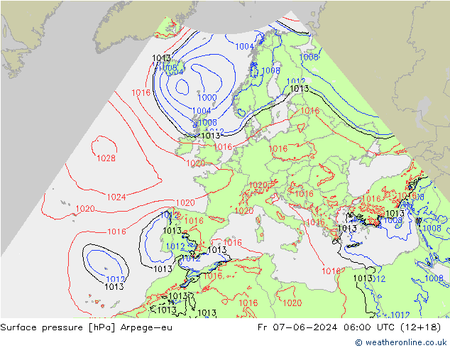 Surface pressure Arpege-eu Fr 07.06.2024 06 UTC