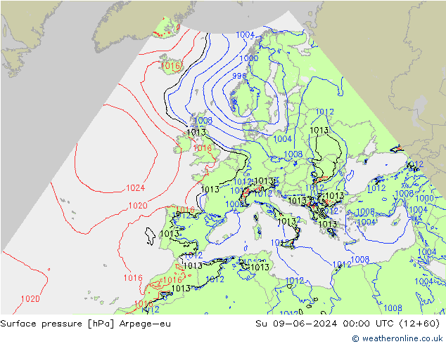 Bodendruck Arpege-eu So 09.06.2024 00 UTC