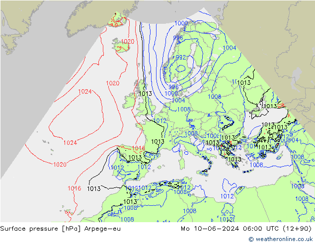 Luchtdruk (Grond) Arpege-eu ma 10.06.2024 06 UTC