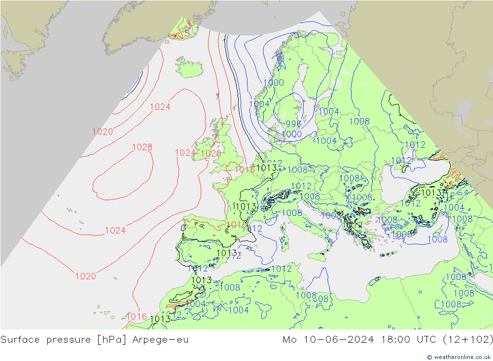 ciśnienie Arpege-eu pon. 10.06.2024 18 UTC