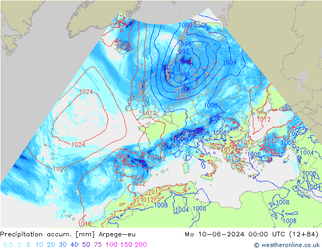 Nied. akkumuliert Arpege-eu Mo 10.06.2024 00 UTC