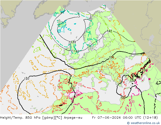 Height/Temp. 850 hPa Arpege-eu Fr 07.06.2024 06 UTC