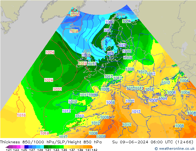 Thck 850-1000 hPa Arpege-eu Dom 09.06.2024 06 UTC