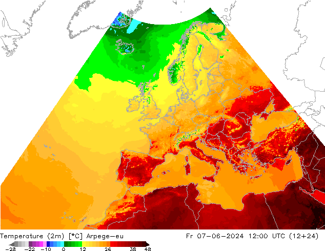 Temperature (2m) Arpege-eu Fr 07.06.2024 12 UTC