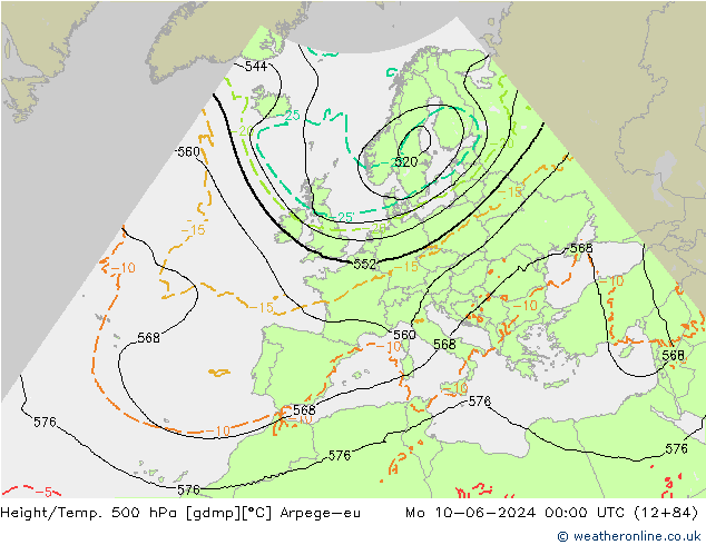Hoogte/Temp. 500 hPa Arpege-eu ma 10.06.2024 00 UTC