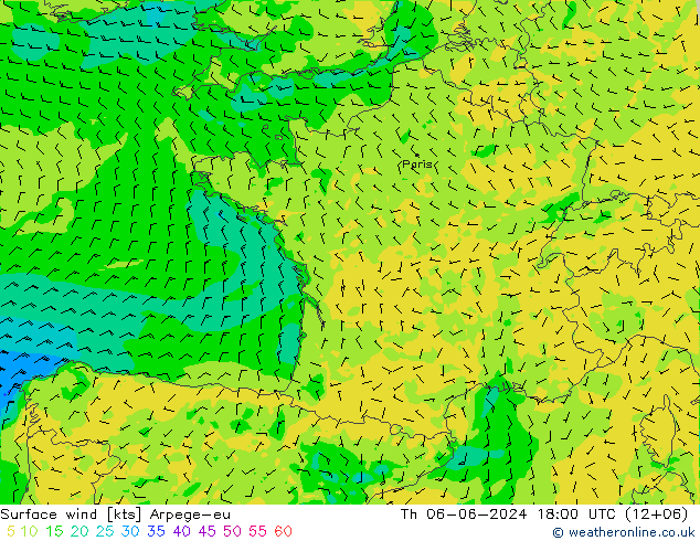 Bodenwind Arpege-eu Do 06.06.2024 18 UTC