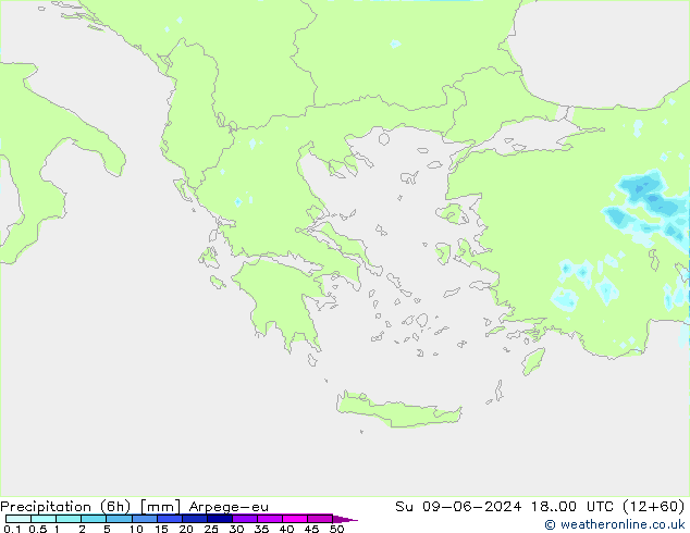 Yağış (6h) Arpege-eu Paz 09.06.2024 00 UTC