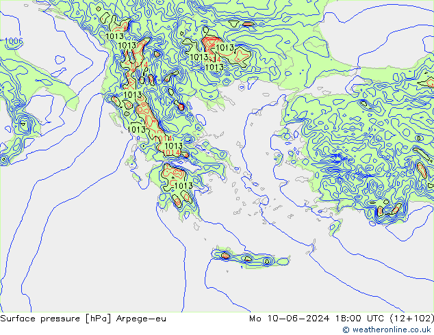 Presión superficial Arpege-eu lun 10.06.2024 18 UTC