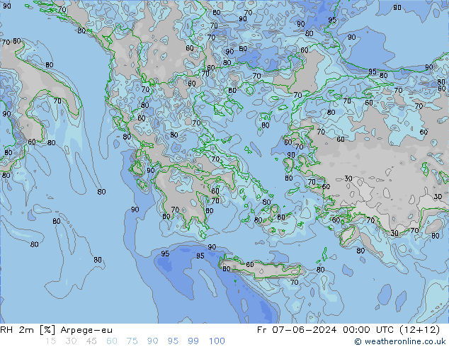 RH 2m Arpege-eu Fr 07.06.2024 00 UTC