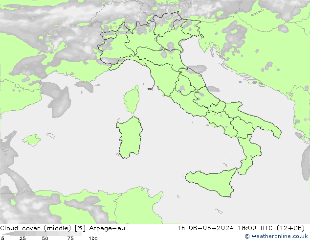 Nubi medie Arpege-eu gio 06.06.2024 18 UTC