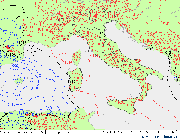 Surface pressure Arpege-eu Sa 08.06.2024 09 UTC