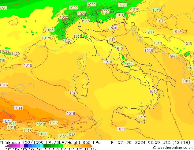 Thck 850-1000 hPa Arpege-eu Pá 07.06.2024 06 UTC