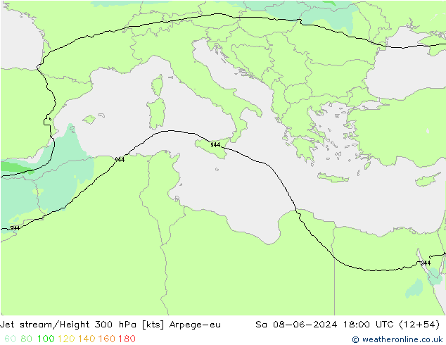 Jet stream/Height 300 hPa Arpege-eu So 08.06.2024 18 UTC