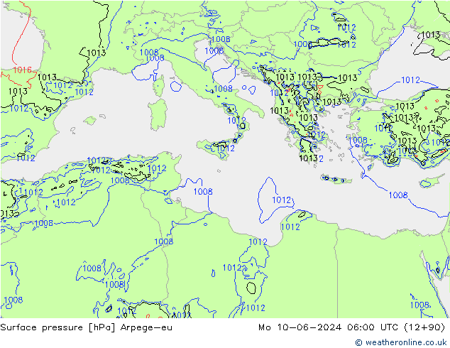 Yer basıncı Arpege-eu Pzt 10.06.2024 06 UTC