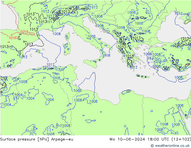 Luchtdruk (Grond) Arpege-eu ma 10.06.2024 18 UTC