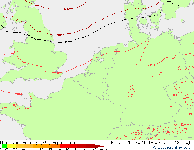 Maks. Rüzgar Hızı Arpege-eu Cu 07.06.2024 18 UTC