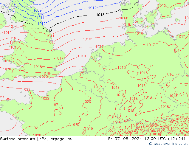 pression de l'air Arpege-eu ven 07.06.2024 12 UTC