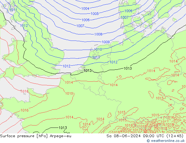 ciśnienie Arpege-eu so. 08.06.2024 09 UTC