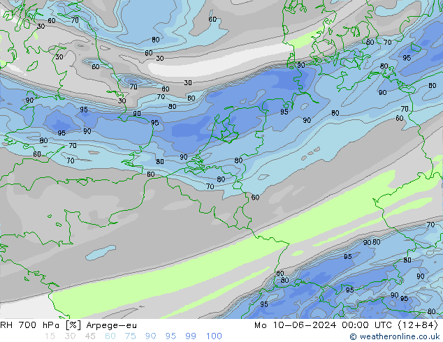 RH 700 hPa Arpege-eu Seg 10.06.2024 00 UTC