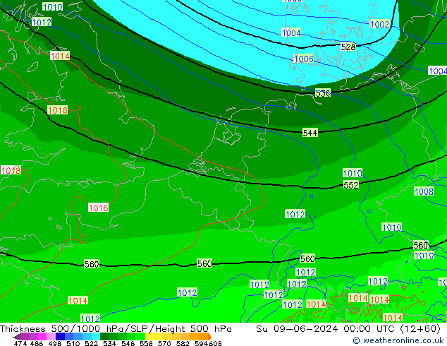 Thck 500-1000hPa Arpege-eu Ne 09.06.2024 00 UTC