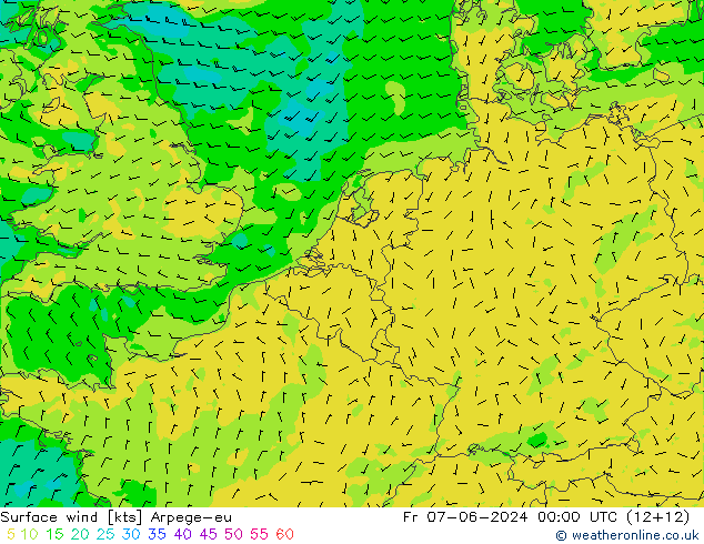  10 m Arpege-eu  07.06.2024 00 UTC