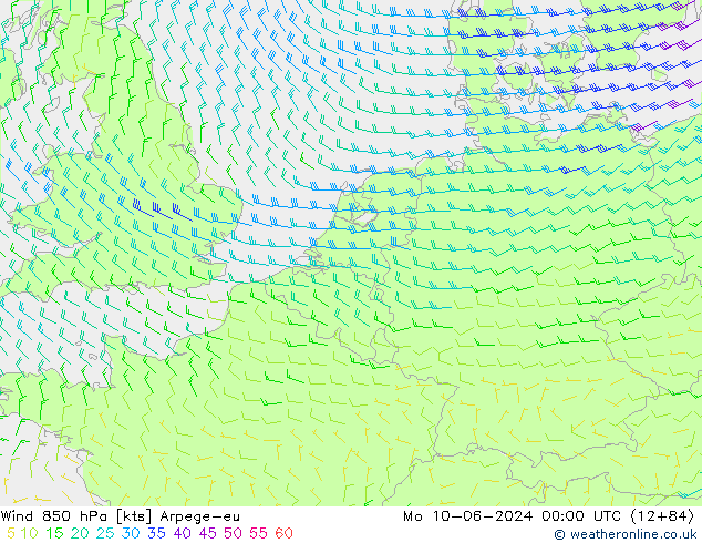 Rüzgar 850 hPa Arpege-eu Pzt 10.06.2024 00 UTC