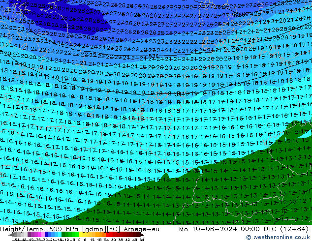 Height/Temp. 500 hPa Arpege-eu Mo 10.06.2024 00 UTC