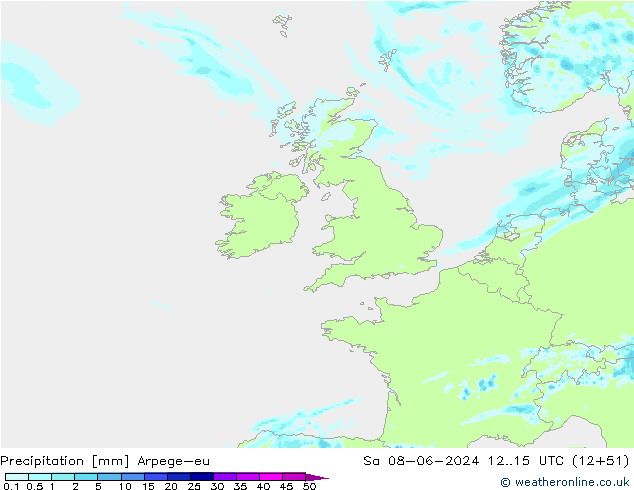 Niederschlag Arpege-eu Sa 08.06.2024 15 UTC