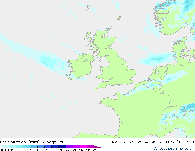 Srážky Arpege-eu Po 10.06.2024 09 UTC