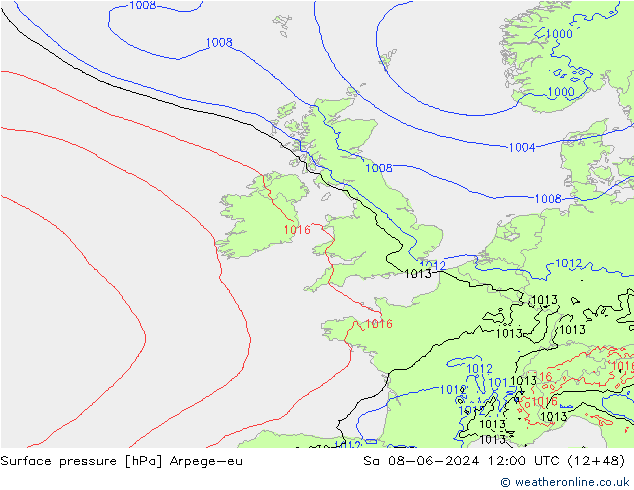 Surface pressure Arpege-eu Sa 08.06.2024 12 UTC