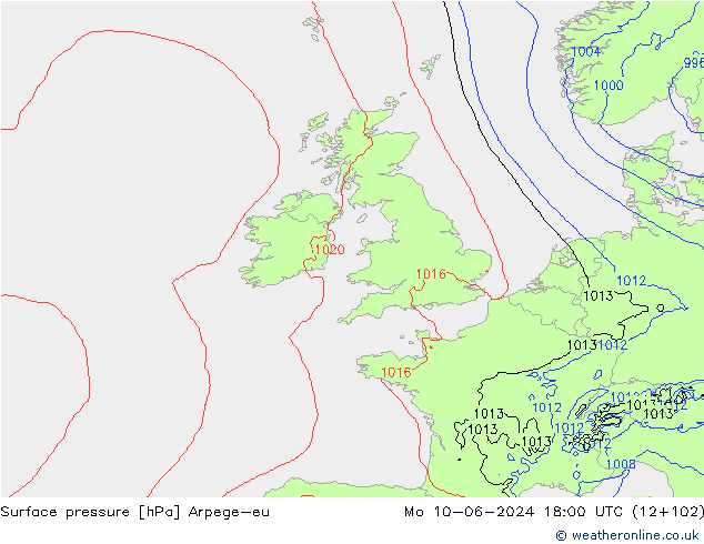pression de l'air Arpege-eu lun 10.06.2024 18 UTC
