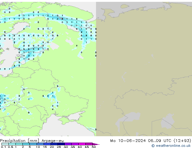 Precipitación Arpege-eu lun 10.06.2024 09 UTC