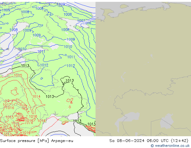 приземное давление Arpege-eu сб 08.06.2024 06 UTC