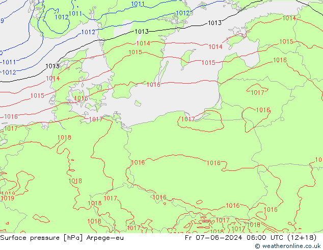 Luchtdruk (Grond) Arpege-eu vr 07.06.2024 06 UTC