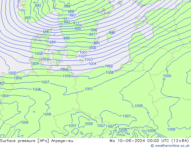 ciśnienie Arpege-eu pon. 10.06.2024 00 UTC