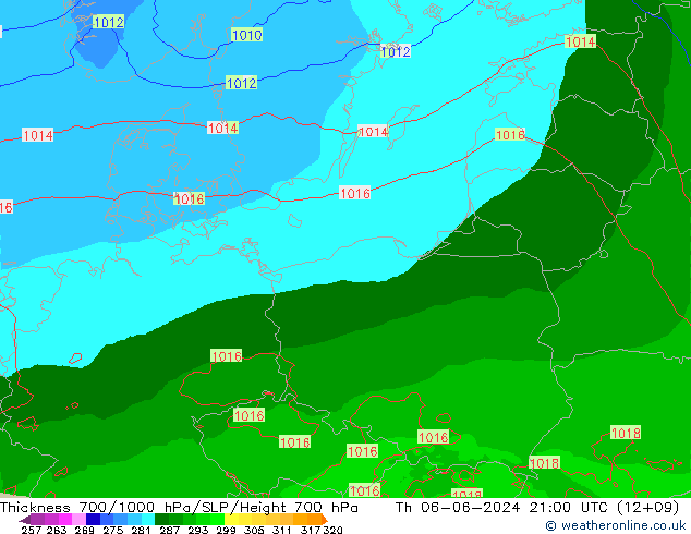 Thck 700-1000 hPa Arpege-eu jeu 06.06.2024 21 UTC