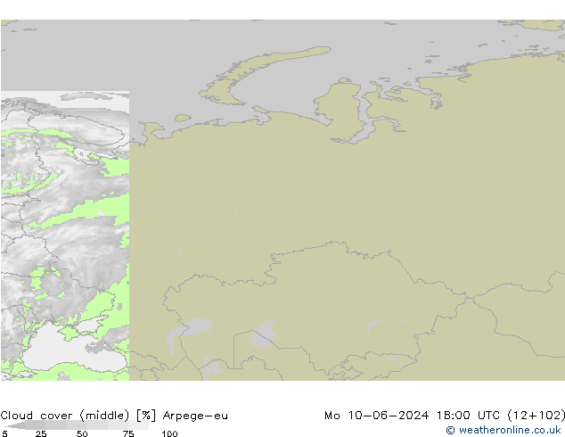 Nuages (moyen) Arpege-eu lun 10.06.2024 18 UTC