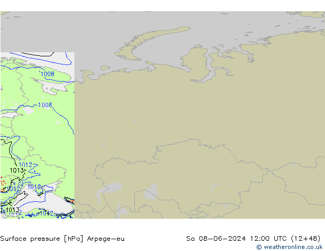 Yer basıncı Arpege-eu Cts 08.06.2024 12 UTC