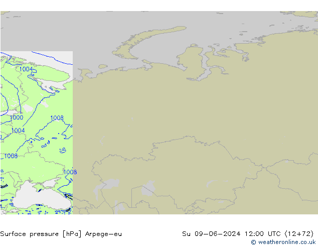 Luchtdruk (Grond) Arpege-eu zo 09.06.2024 12 UTC