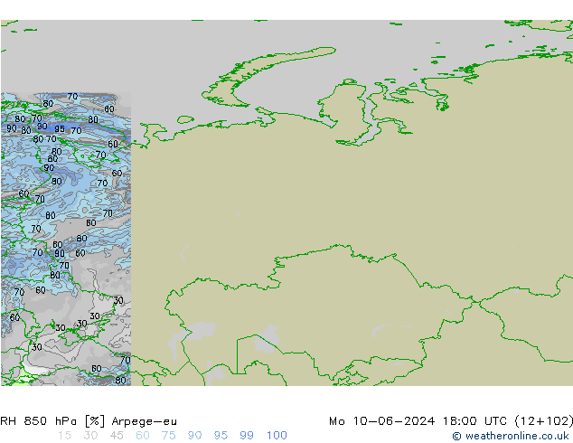 RV 850 hPa Arpege-eu ma 10.06.2024 18 UTC