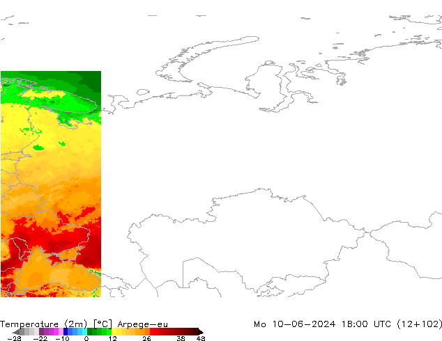 Temperature (2m) Arpege-eu Po 10.06.2024 18 UTC