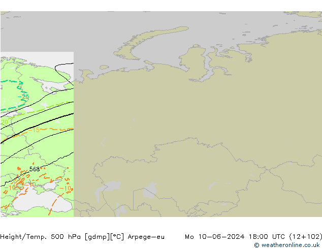 Height/Temp. 500 hPa Arpege-eu Seg 10.06.2024 18 UTC