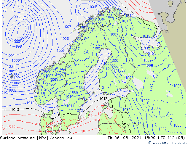 Surface pressure Arpege-eu Th 06.06.2024 15 UTC