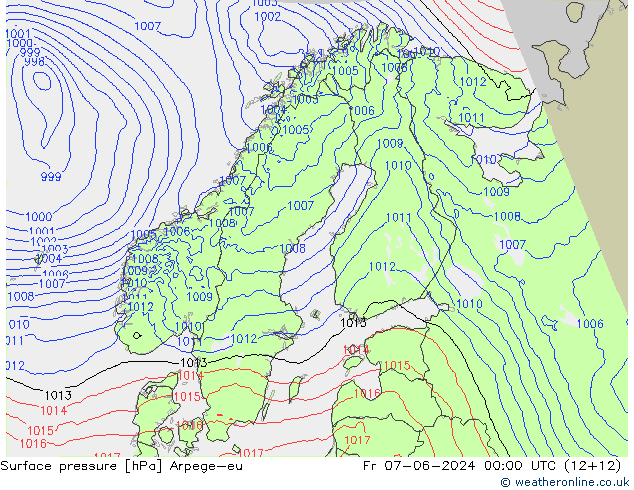 Luchtdruk (Grond) Arpege-eu vr 07.06.2024 00 UTC