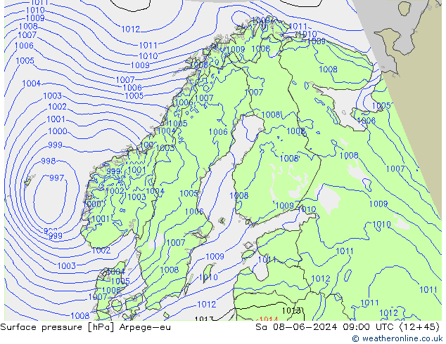 Bodendruck Arpege-eu Sa 08.06.2024 09 UTC