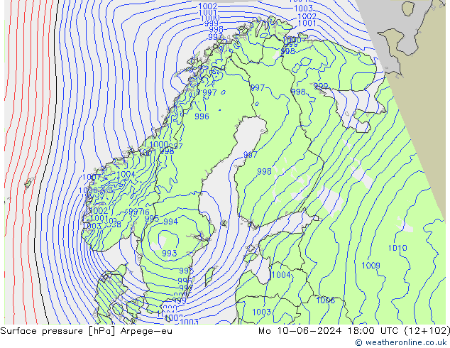 Luchtdruk (Grond) Arpege-eu ma 10.06.2024 18 UTC